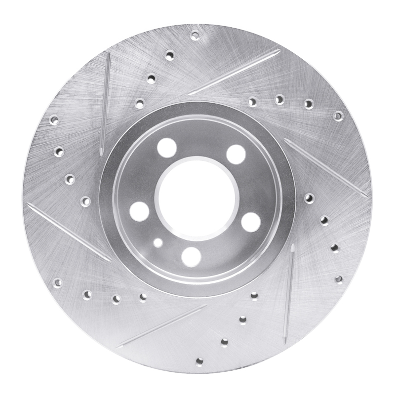 Audi A1 Brake Rotor (1) - Front Right - R1 Concepts - Drilled & Slotted - Silver - `98-`18